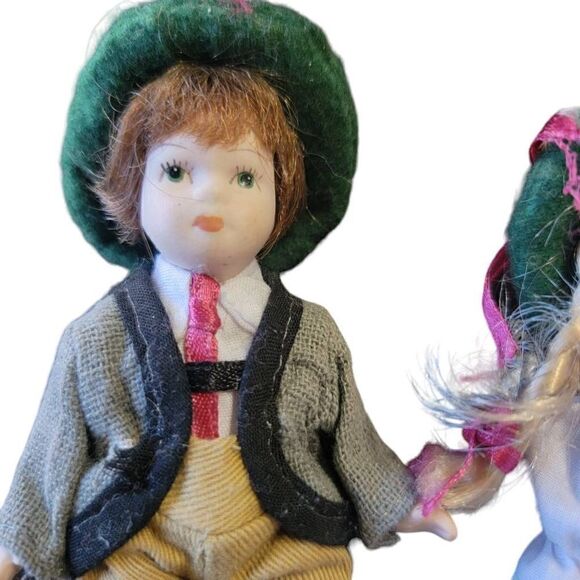 Vintage Leonardo Porcelain Collection Dolls 4.5" Legs And Arms Movable German - Picture 2 of 6